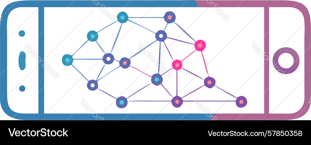 Mobile phone with abstract neural network design vector image