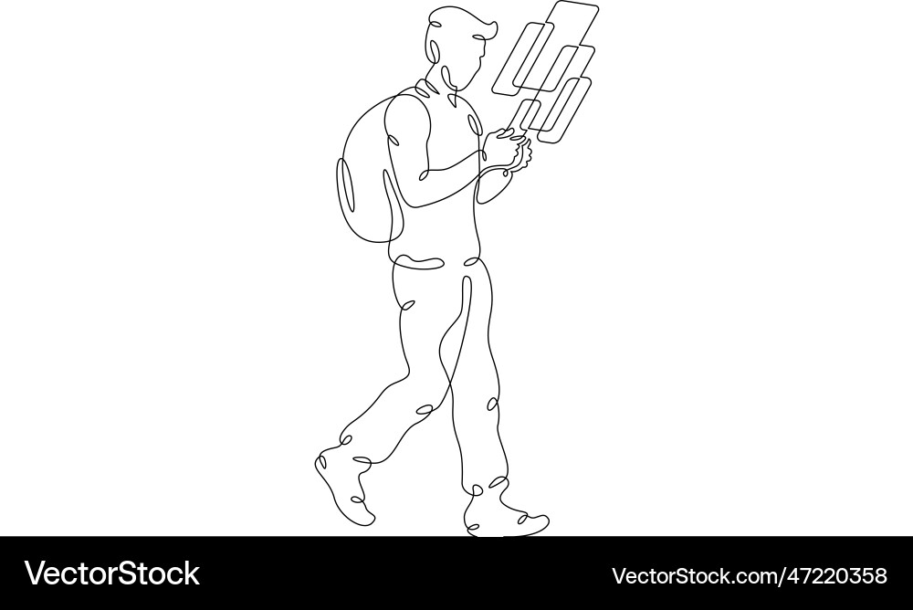 One continuous lineaugmented realitymulti-screen One continuous lineaugmented realitymulti-screen vector image