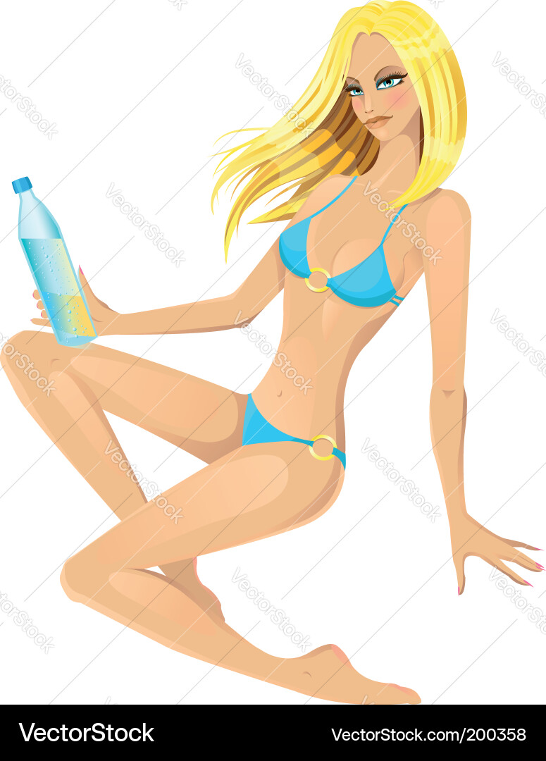 Schöne blonde Mädchen in Bikini Vektorbild
