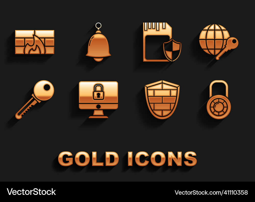 Set lock on computer monitor screen globe key Set lock on computer monitor screen globe key vector image