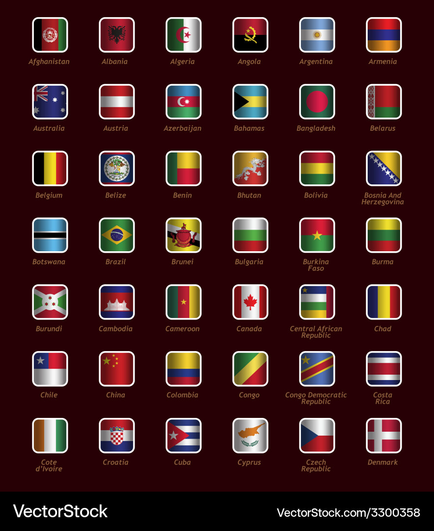 Set of buttons with flags vector image