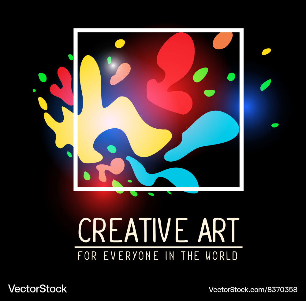 Simple white square frame within colorful vector image