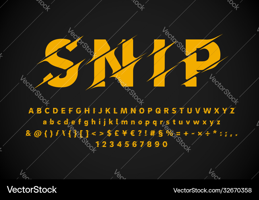 Sliced SNIP Font Collection vector image
