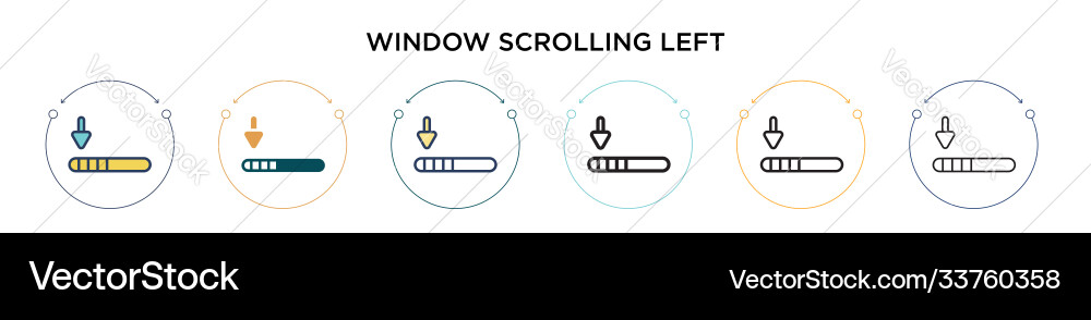 Window scrolling left icon in filled thin line Window scrolling left icon in filled thin line vector image