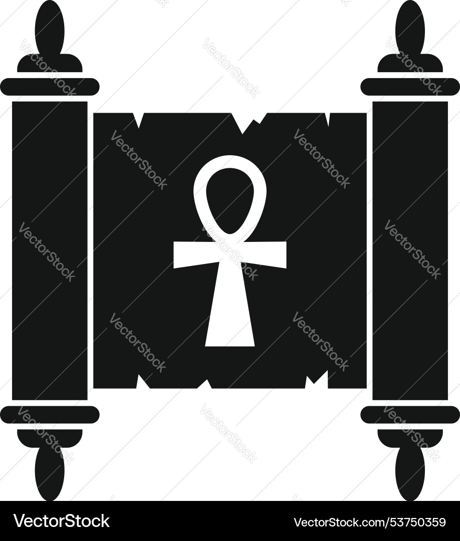 Ancient papyrus scroll displaying ankh symbol icon Ancient papyrus scroll displaying ankh symbol icon vector image