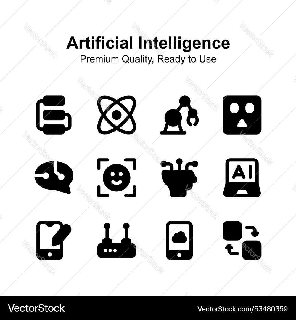Artificial intelligence icons set isolated Artificial intelligence icons set isolated vector image