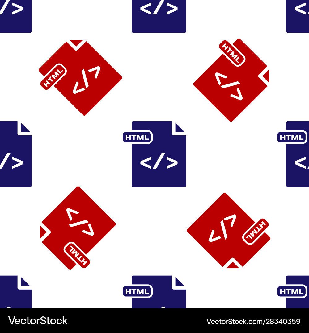 Blue and red html file document download vector image