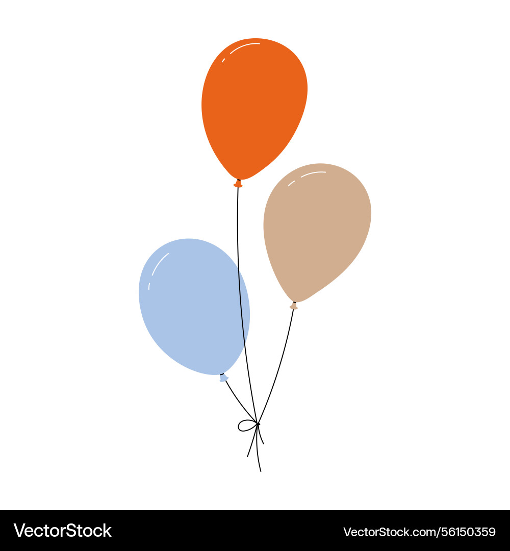 Bundle of colorful balloons with strings floating Bundle of colorful balloons with strings floating vector image