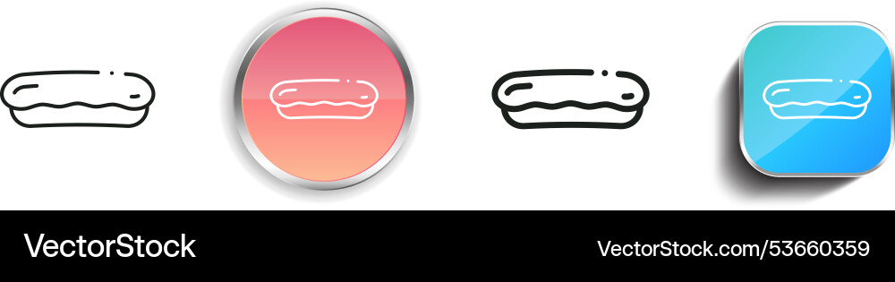 Eclair icon thin linear regular and button style Eclair icon thin linear regular and button style vector image
