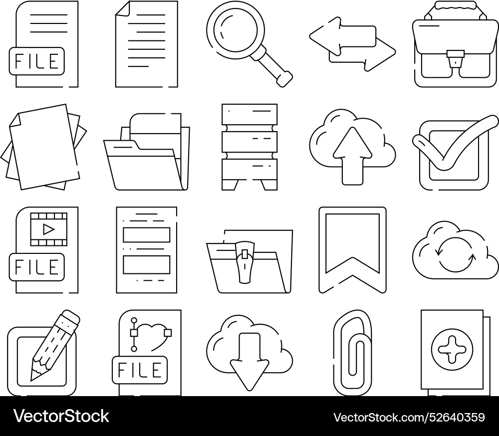 File computer digital document icons set File computer digital document icons set vector image