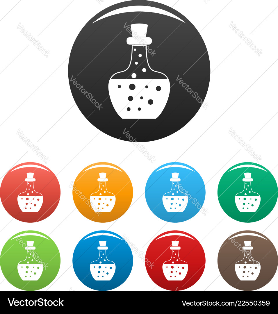 Flask potion icons set color Flask potion icons set color vector image