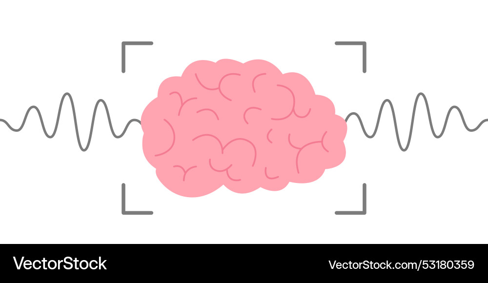 Human brain scan with line wave pulse Human brain scan with line wave pulse vector image