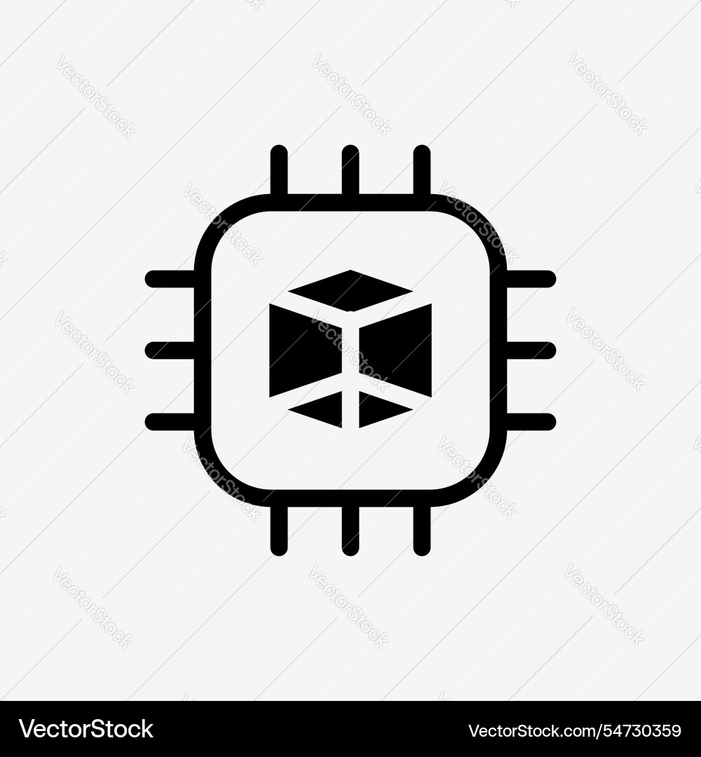 Icon Microchip Prozessor gpu für Rendering 3d vektorbild