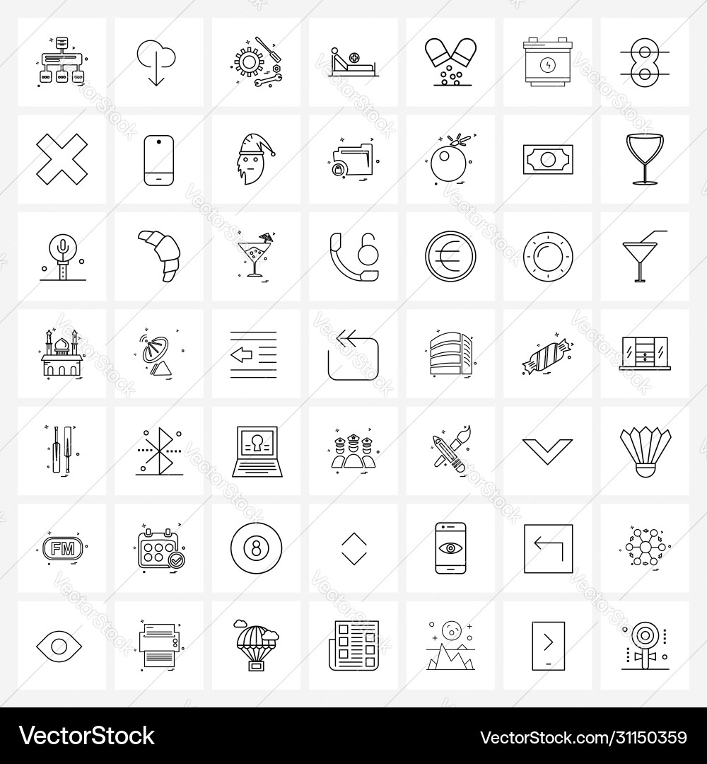 Isolated symbols set 49 simple line icons Vector Image