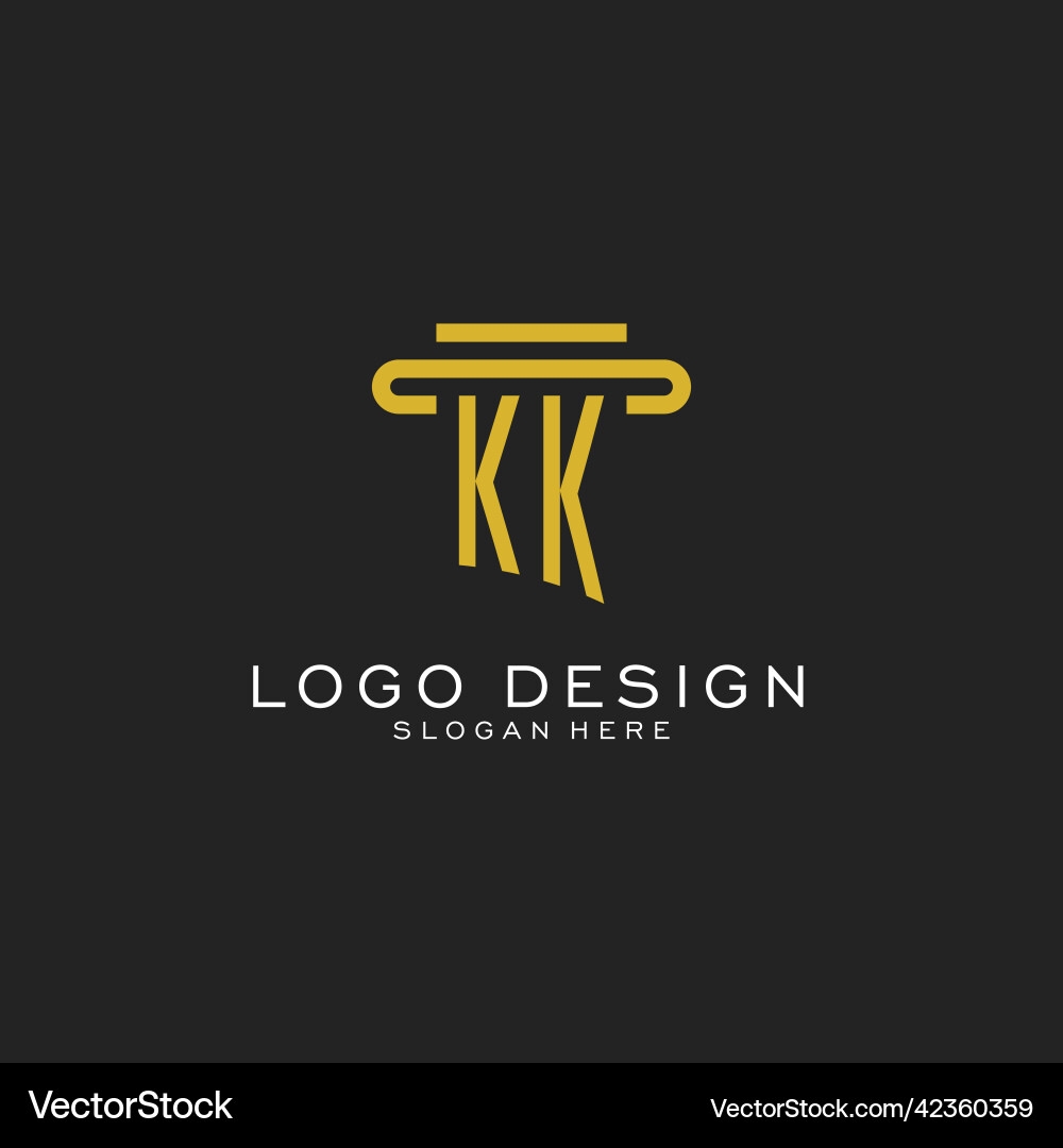 Kk initial logo with simple pillar style design Kk initial logo with simple pillar style design Vector Image
