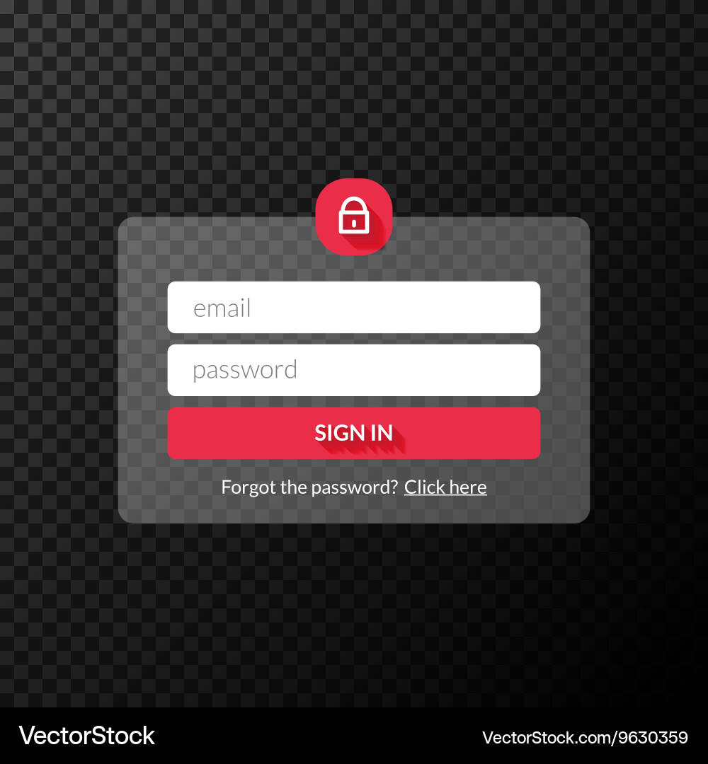 Member login form interface for web page site vector image