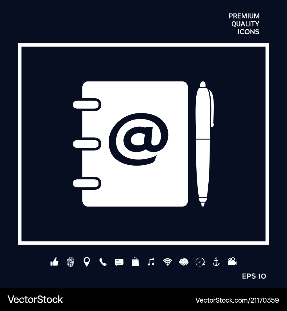 Notebook address phone book with email symbol Notebook address phone book with email symbol vector image