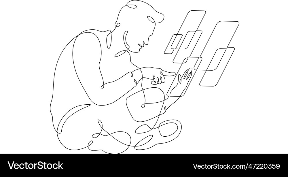 One continuous lineaugmented realitymulti-screen vector image