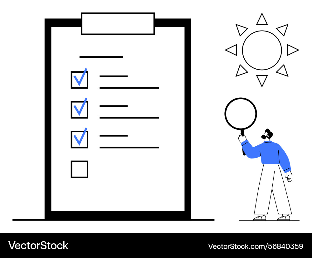Organized task completion concept with checklist Organized task completion concept with checklist vector image