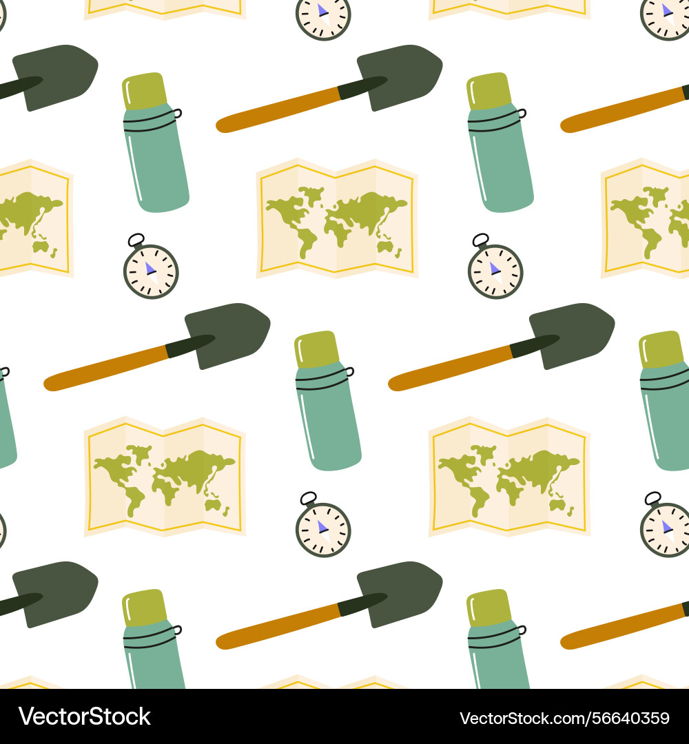 Outdoor adventure tools pattern with maps timers Outdoor adventure tools pattern with maps timers vector image