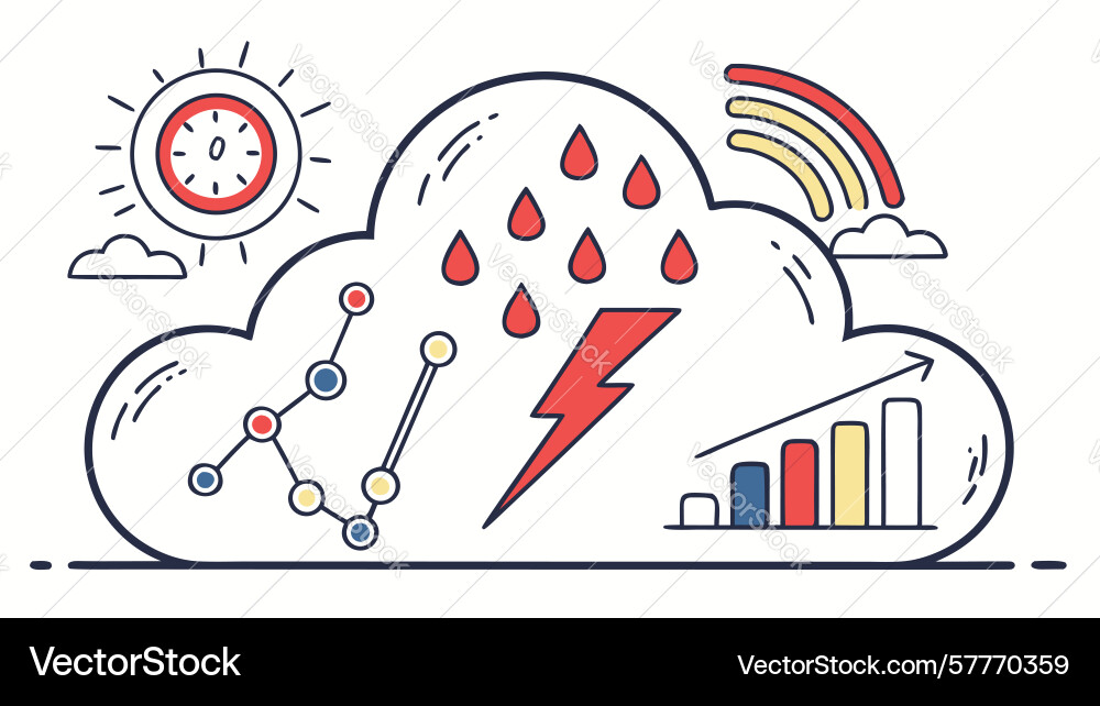 Real-time weather data and cloud analytics design vector image
