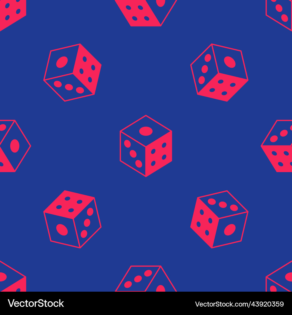 Red game dice icon isolated seamless pattern vector image