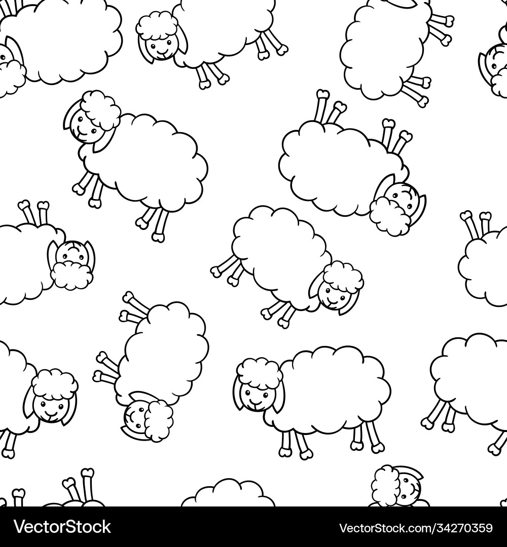 Seamless pattern with sheep coloring page Seamless pattern with sheep coloring page vector image