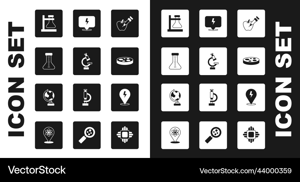 Set genetically modified apple microscope test Set genetically modified apple microscope test Vector Image