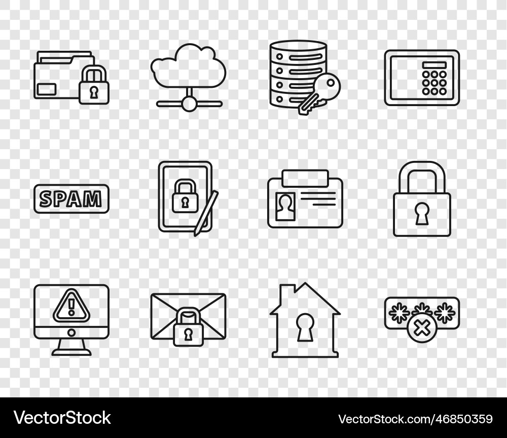 Set line monitor with exclamation mark password Set line monitor with exclamation mark password Vector Image