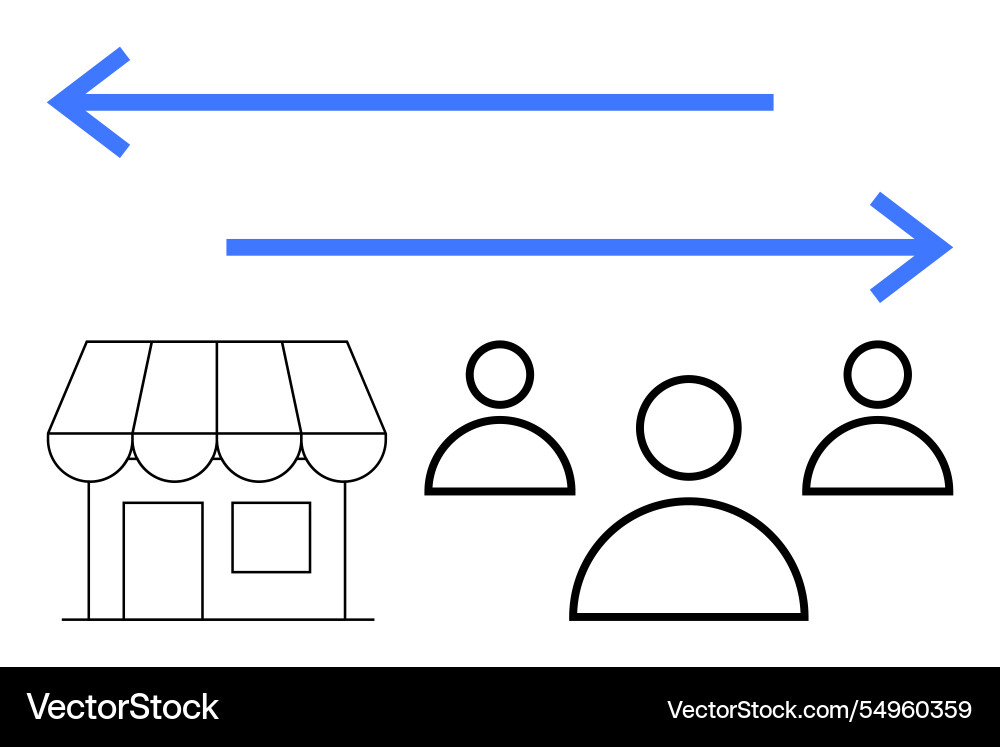 Storefront with arrows pointing to and from Vector Image