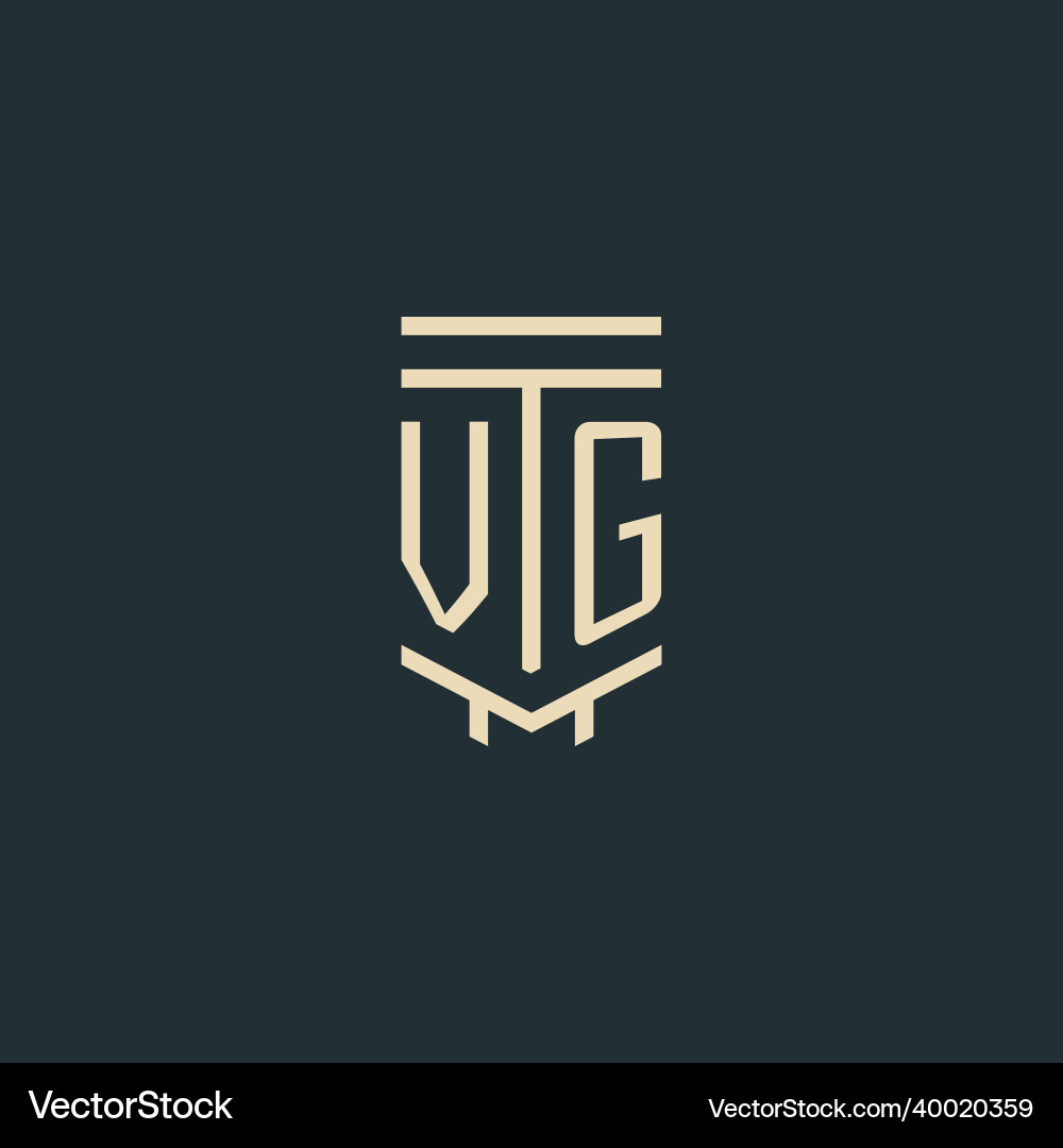 Vg initial monogram with simple line art pillar Vector Image