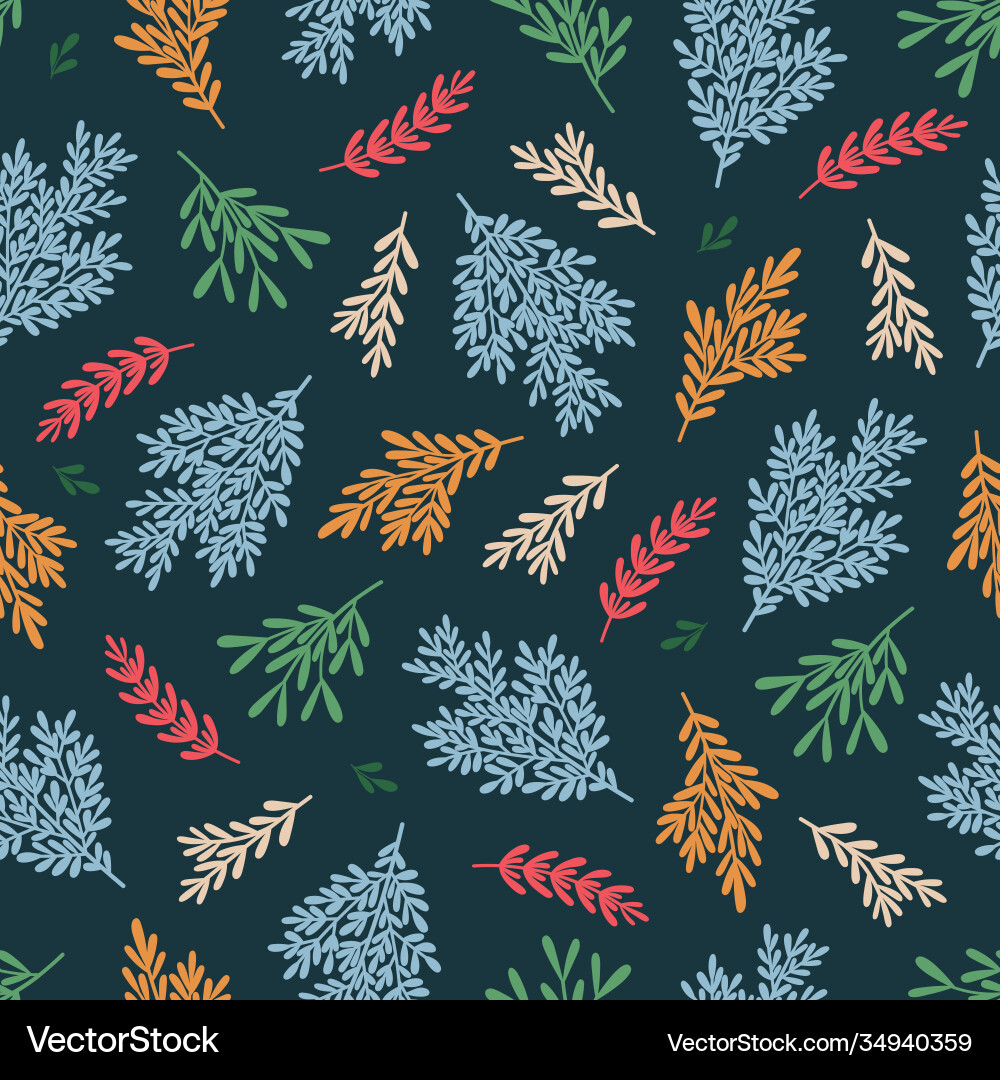 Winter seamless pattern with twigs coniferous Winter seamless pattern with twigs coniferous vector image