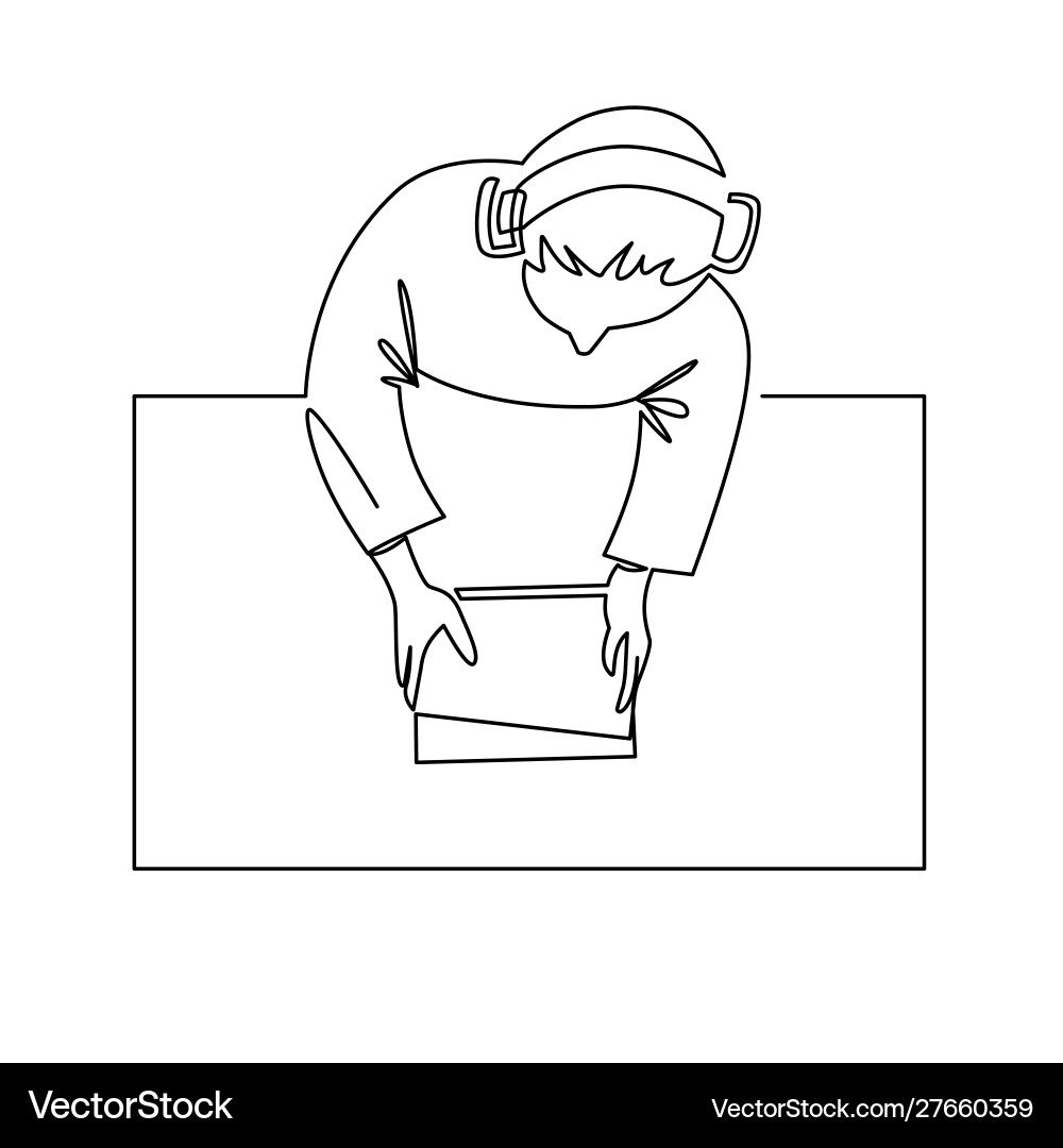 Woman using tablet computer continuous one line Woman using tablet computer continuous one line vector image