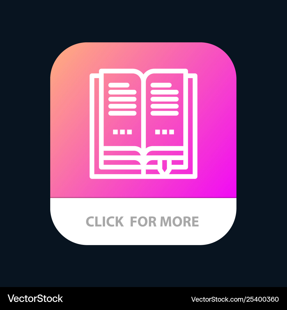 Book education open mobile app button android Book education open mobile app button android vector image