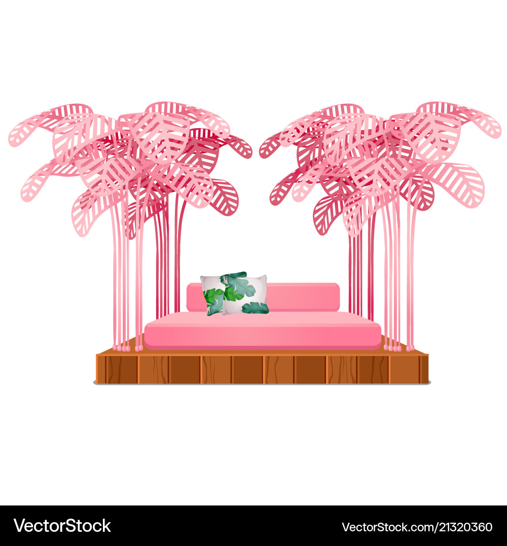 Cute pink color bed with decor form of a frame Cute pink color bed with decor form of a frame vector image