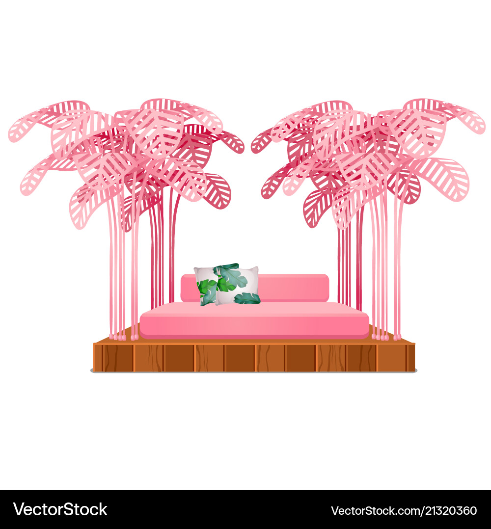 Cute pink color bed with decor form of a frame vector image