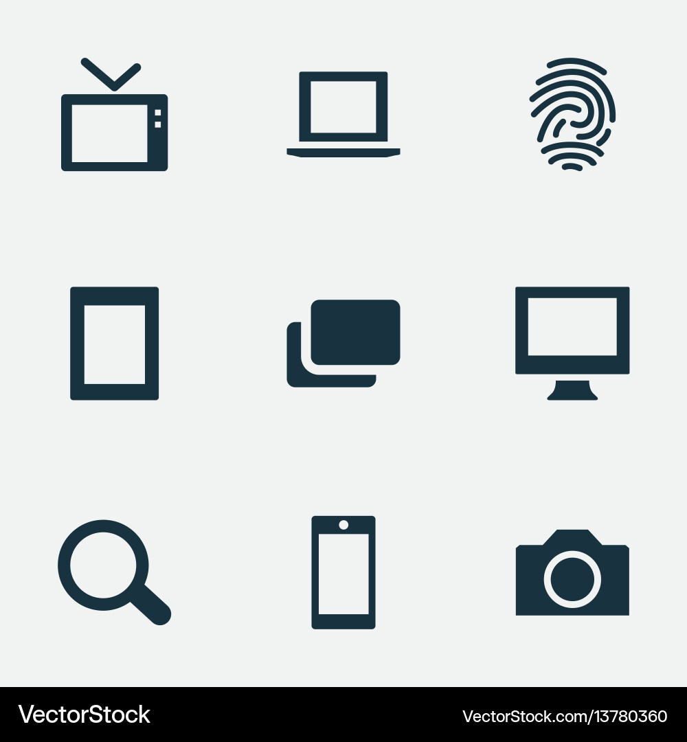 Device Icons - Fingerprint, Camera, Layout vector image