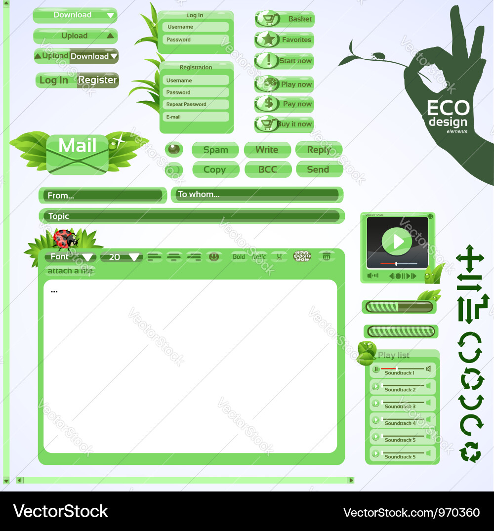 Elements for eco friendly web design green set Vector Image