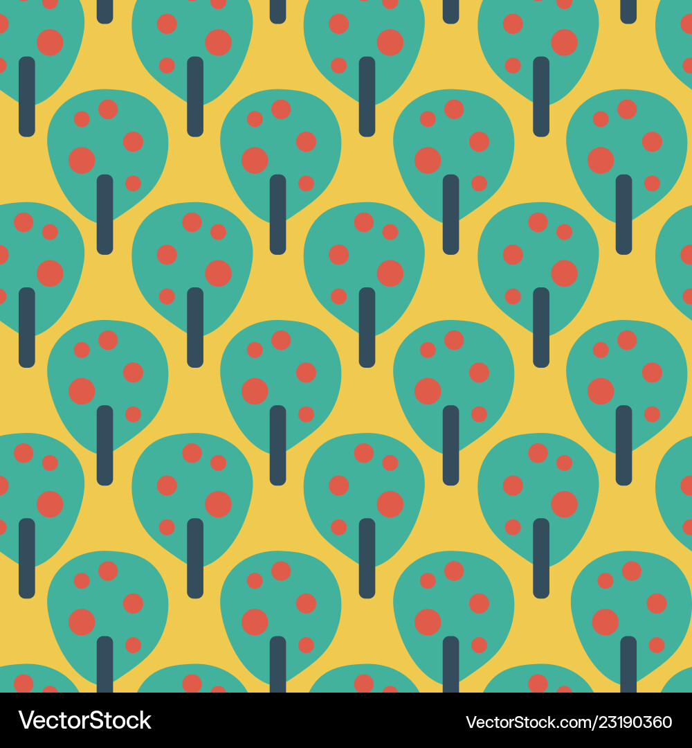 Fruit Tree Pattern - Retro Style vector image