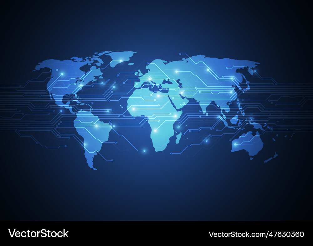 Global network connection world map point Global network connection world map point vector image