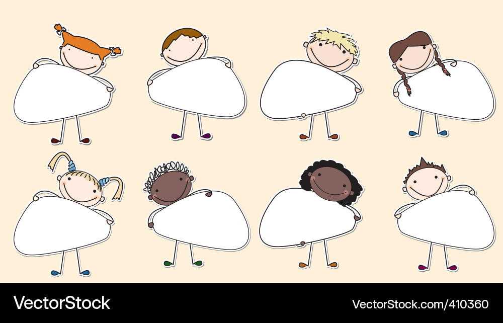 Kids with signs Royalty Free Vector Image - VectorStock
