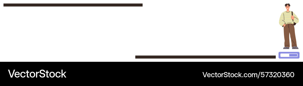 Man standing on progress bar step symbolizing vector image