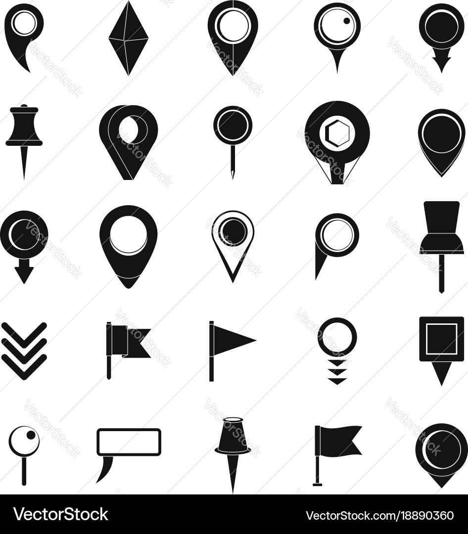 Map pointer icons set simple style vector image