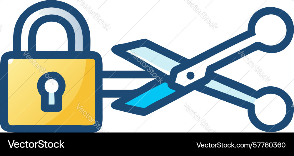Padlock with scissors icon design generative ai Vector Image