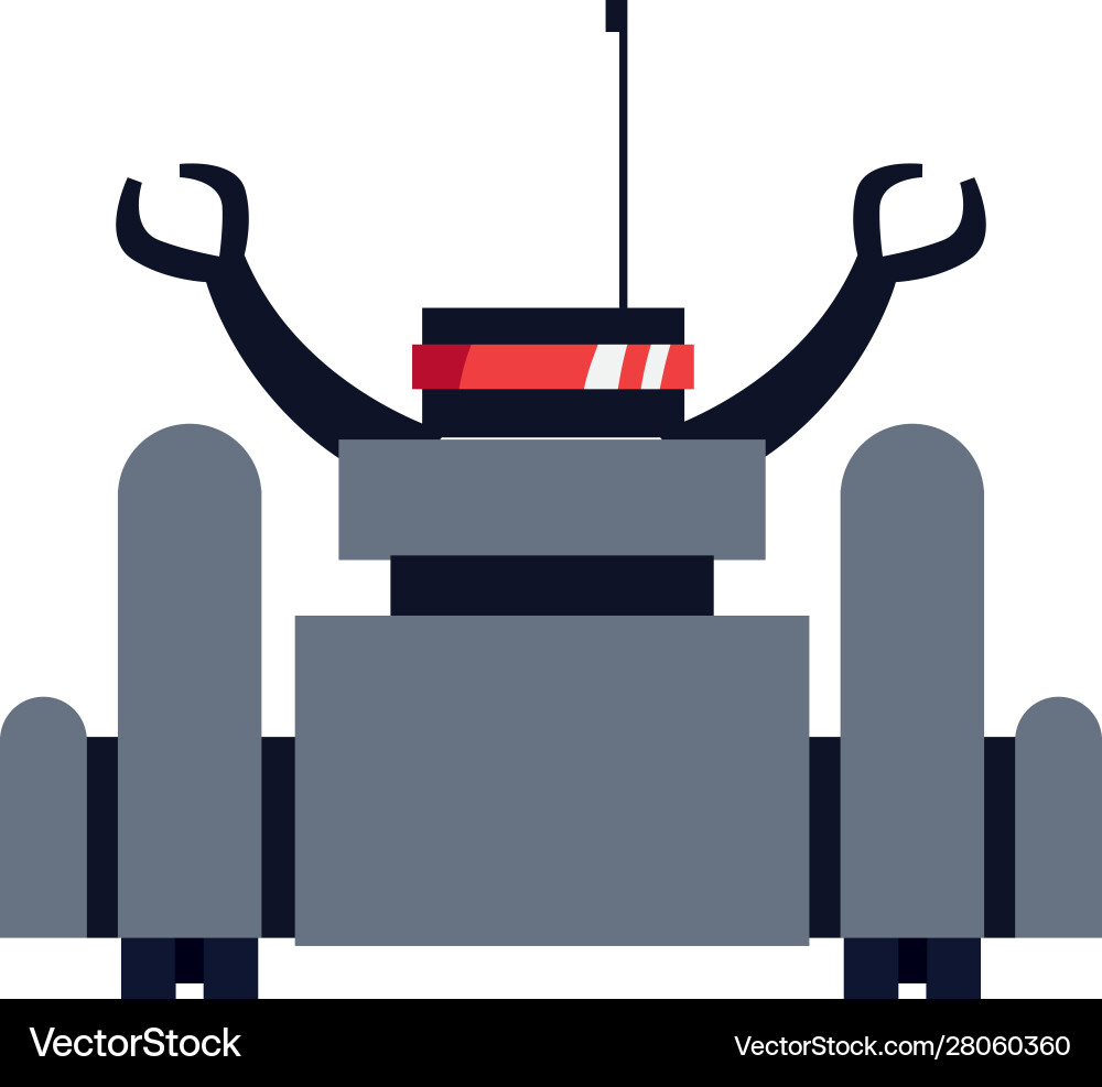 Robot with two hands flat style icon vector image