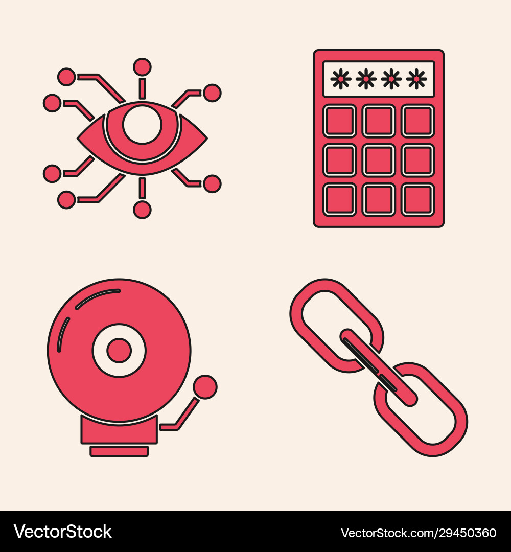 Set chain link eye scan password protection Set chain link eye scan password protection vector image