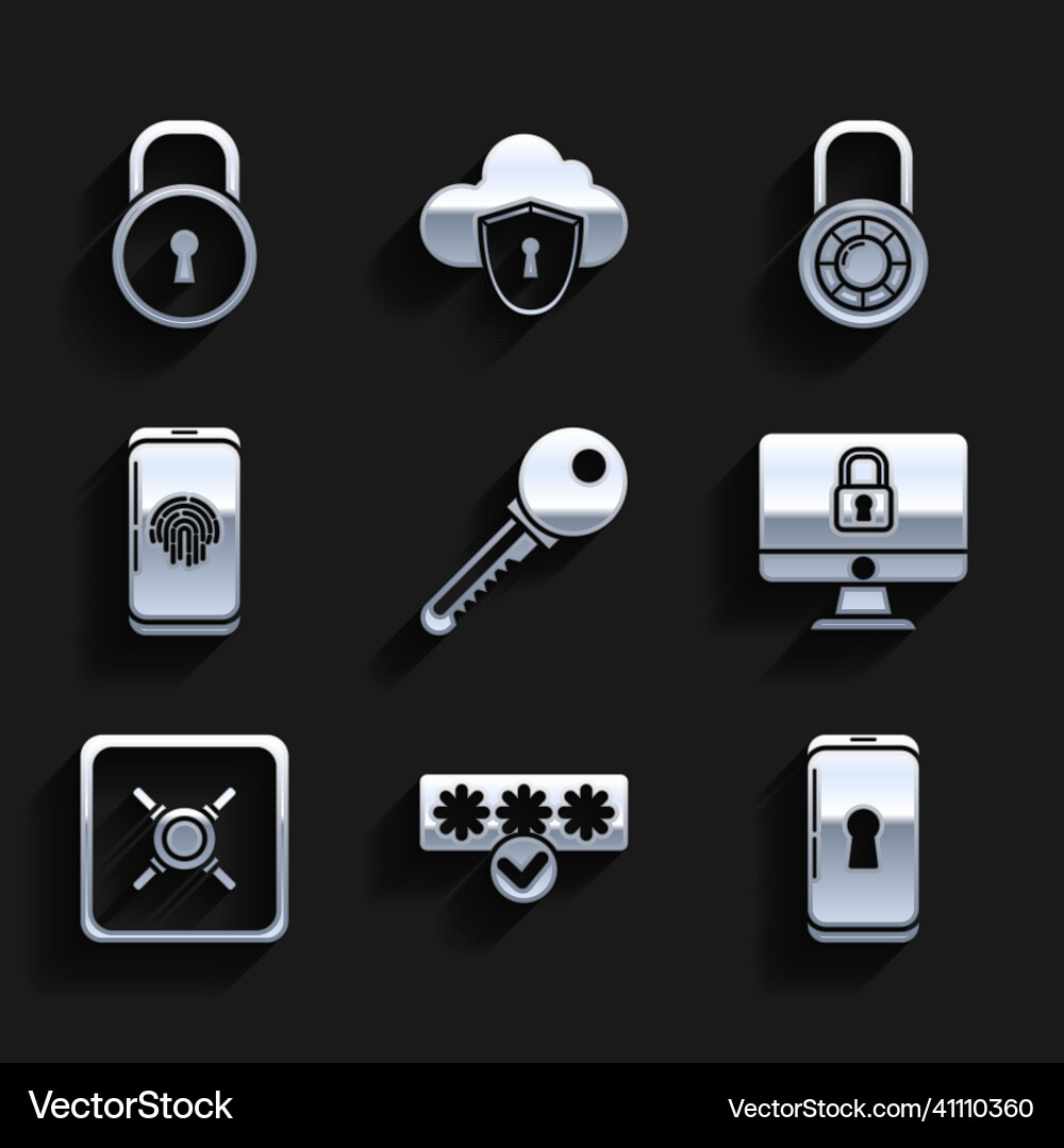 Set key password protection and safety access Vector Image