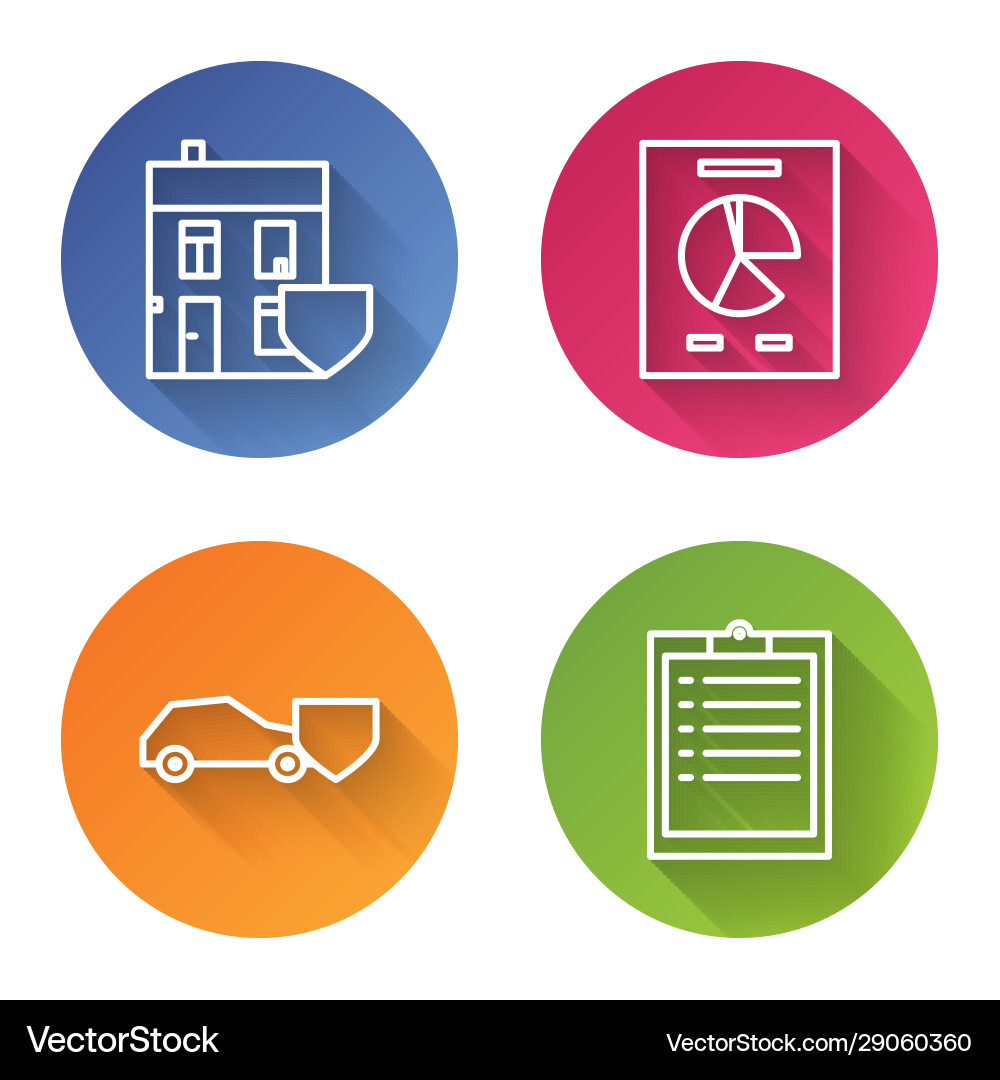 Set line house with shield document graph Set line house with shield document graph Vector Image