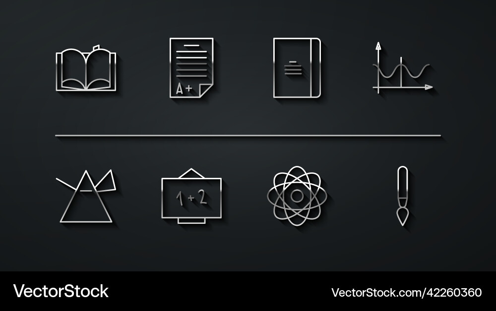 Set line open book light rays in prism graph Vector Image