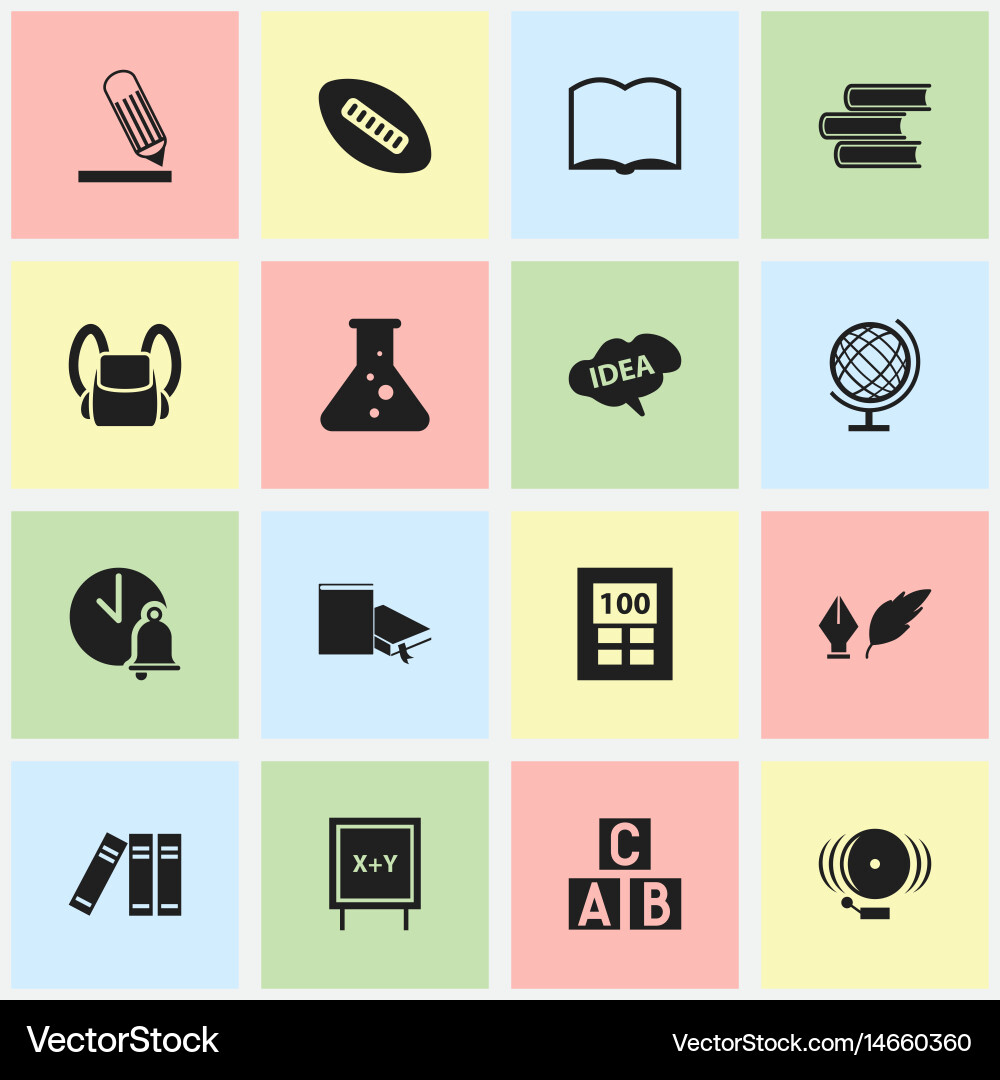 Set of 16 editable university icons includes vector image